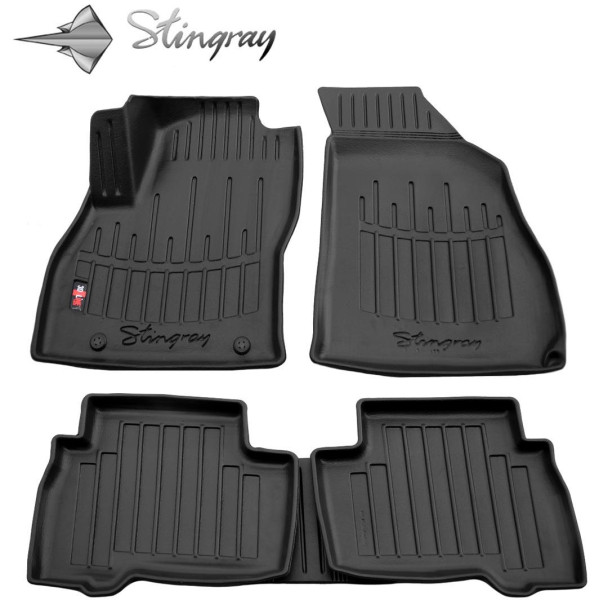 3D gummimatten FIAT Qubo 2008-2021, 5 Stk. / schwarz / 5006035 / erhöhte kanten