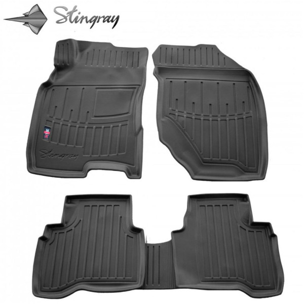 3D gummimatten NISSAN X-Trail T30 2001-2007, 5 pc. / schwarz / 5014115 / erhöhte kanten