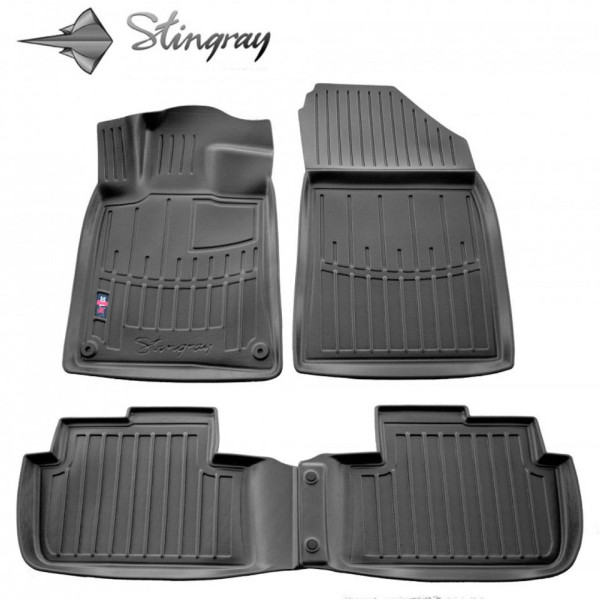 3D gummimatten PEUGEOT 407 2004-2011, 4 pc. / schwarz / 5016134 / erhöhte kanten