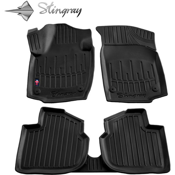 3D gummimatten SKODA Rapid 2012-2019, 5 Stk. / schwarz / 5020035 / erhöhte kanten