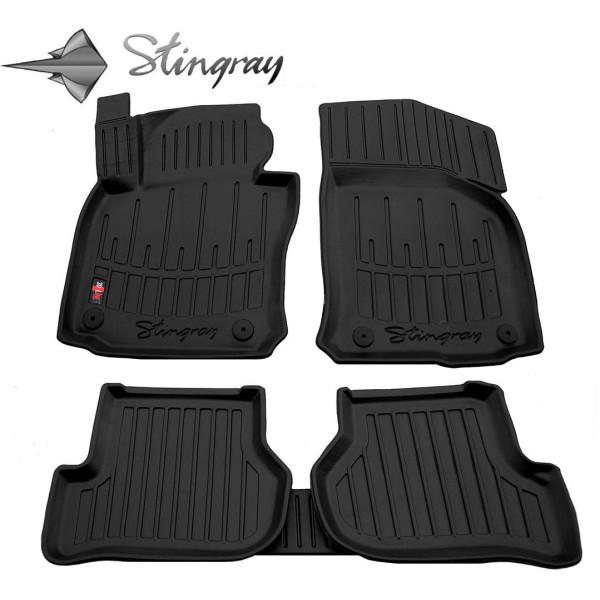 3D gummimatten SKODA Octavia II A5 2004-2013, 5 Stk. / schwarz / 5020045 / erhöhte kanten