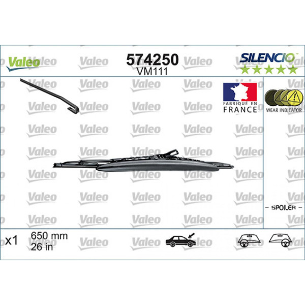 Wischer Valeo Silencio Performance Spoiler VM111, 650 mm