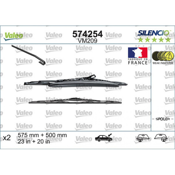 Wischerset Valeo Silencio Performance X2 VM209, 575/500 mm