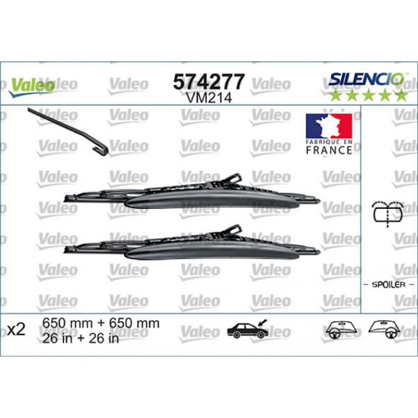 Wischerset Valeo Silencio Performance X2 VM214, 650/650 mm