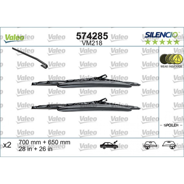 Wischerset Valeo Silencio Performance X2 VM218, 700/650 mm