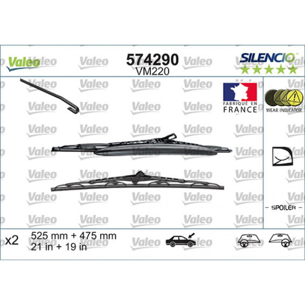 Wischerset Valeo Silencio Performance X2 VM220, 525/475 mm