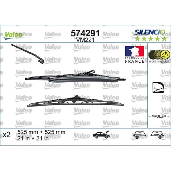 Wischerset Valeo Silencio Performance X2 VM221, 525/525 mm